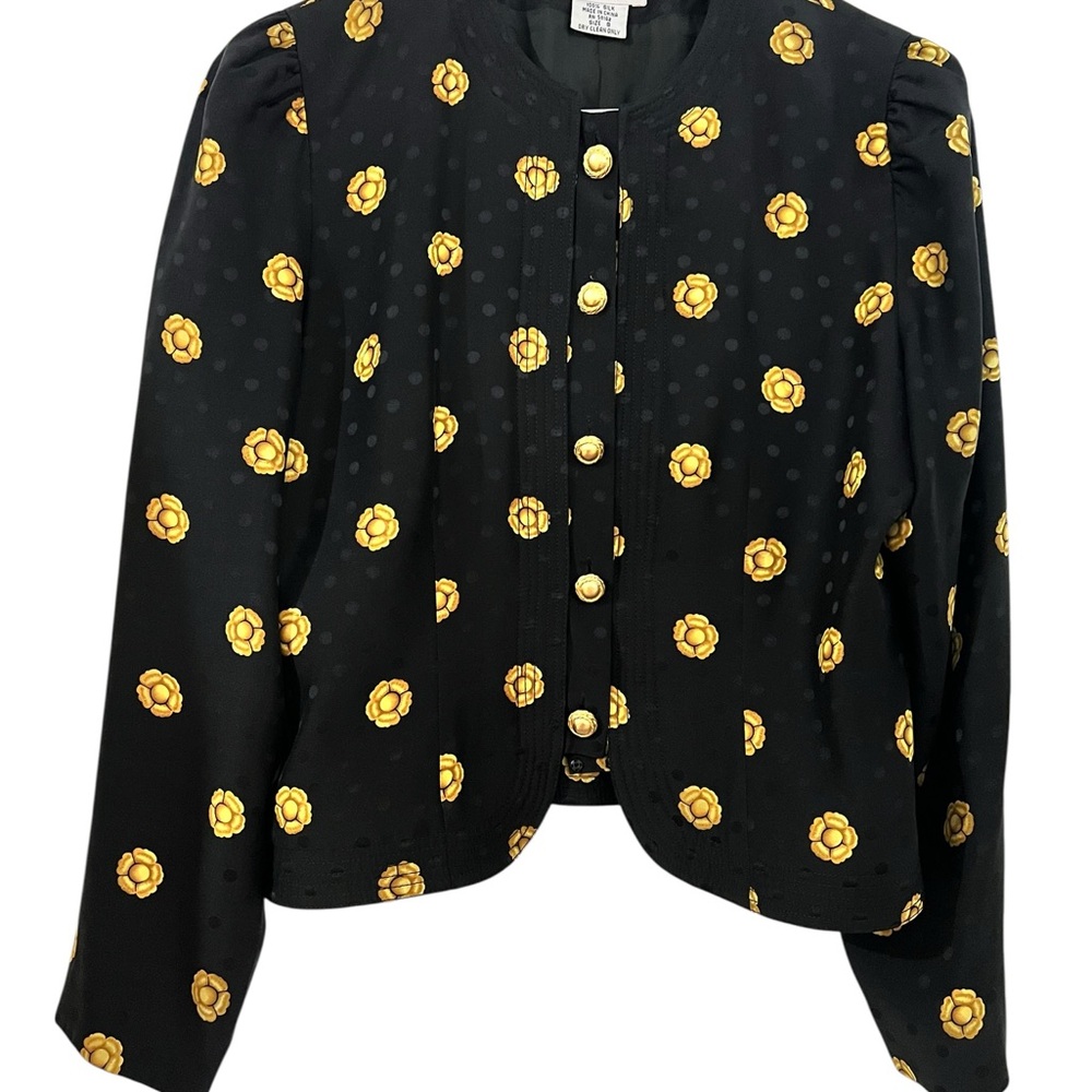 Maggy London Vintage Silk Skirt Suit Set 90s Floral Old Money Mob Wife Petites - Picture 9 of 14